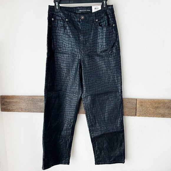 NWT Inc Denim Black‎ Croc Jeans 10/30 High Rise Straight - Picture 1 of 7
